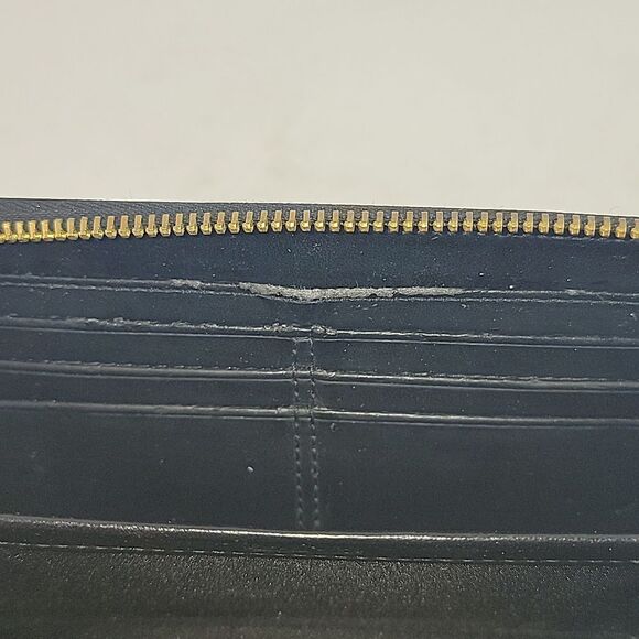 Coach Ashley Leather Wallet Accordion 3 Side Zip Black Wristlet - Picture 8 of 11